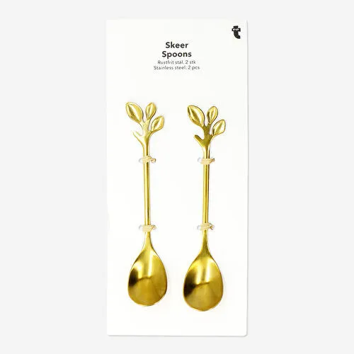 Flying Tiger Copenhagen Yaprak Şeklinde 2'li Paslanmaz Çelik Altın Kaşık Seti Flying Tiger Copenhagen Yaprak Şeklinde 2'li Paslanmaz Çelik Altın Kaşık Seti