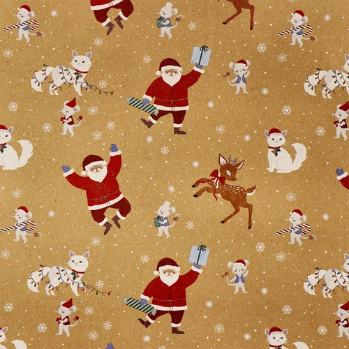 Flying Tiger Copenhagen Hediye Dağıtan Noel Baba Desenli Hediye Paketi Kağıdı