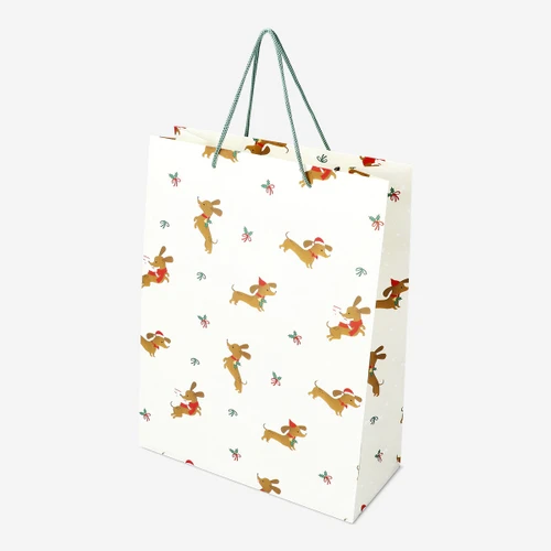 Flying Tiger Copenhagen Köpek Desenli Beyaz Hediye Çantası