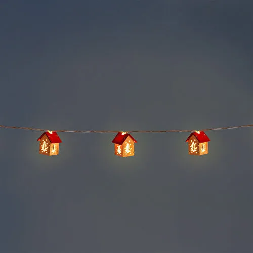 Flying Tiger Copenhagen Zamanlayıcılı Ahşap Ev Şekilli Yılbaşı Ağacı Işığı Flying Tiger Copenhagen Zamanlayıcılı Ahşap Ev Şekilli Yılbaşı Ağacı Işığı