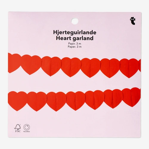 Flying Tiger Copenhagen Kırmızı Kalpli Şerit Süs 3 m