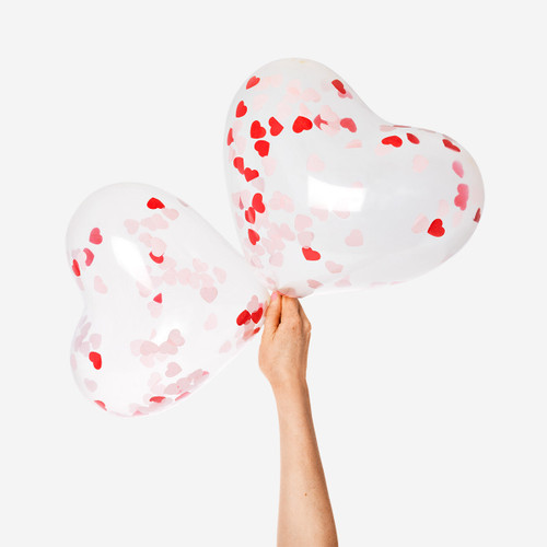 Flying Tiger Copenhagen 6'lı Konfetili Kalp Şekilli Şeffaf Balon