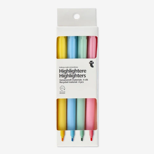 Flying Tiger Copenhagen 4'lü İnce Pastel Fosforlu Kalem Seti