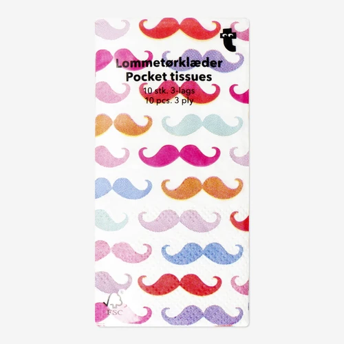 Flying Tiger Copenhagen Çok Renkli Bıyık Desenli Cep Mendili