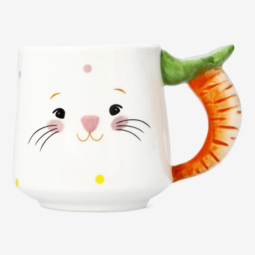 Flying Tiger Copenhagen Beyaz Tavşan Desenli Havuç Kulplu Kupa 300 ml