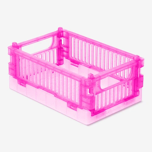 Flying Tiger Copenhagen Katlanabilir Açık Pembe Parlak Plastik Kasa 15 cm x 10 cm