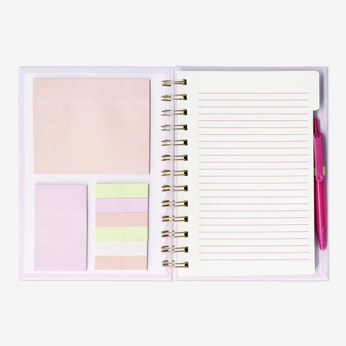 Flying Tiger Copenhagen Kedi Desenli Pembe Spiralli Kalemli Defter