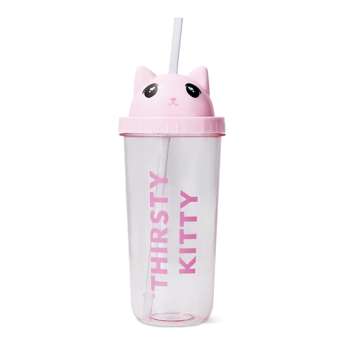 Flying Tiger Copenhagen Pipetli Kedi Detaylı Pembe Bardak