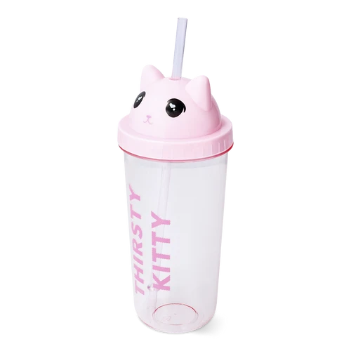 Flying Tiger Copenhagen Pipetli Kedi Detaylı Pembe Bardak