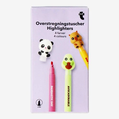 Flying Tiger Copenhagen 4'lü Mini Hayvan Figürlü Fosforlu Kalem Seti
