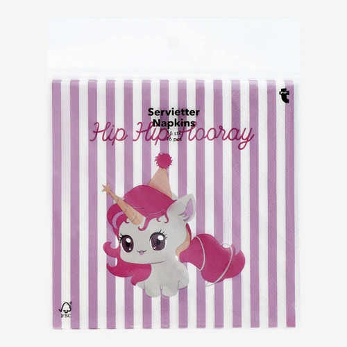 Flying Tiger Copenhagen 16'lı Pembe Unicorn Desenli Çizgili Kağıt Peçete