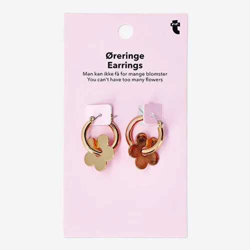 Flying Tiger Copenhagen Çiçek Detaylı Gold Halka Küpe Flying Tiger Copenhagen Çiçek Detaylı Gold Halka Küpe