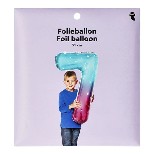 Flying Tiger Copenhagen Büyük Pembe Mavi Parlak 7 Numaralı Folyo Balon