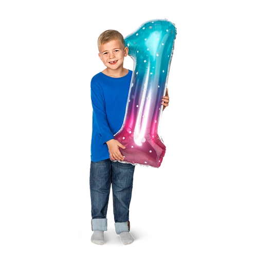 Flying Tiger Copenhagen Büyük Pembe Mavi Parlak 1 Numaralı Folyo Balon