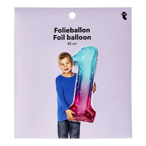 Flying Tiger Copenhagen Büyük Pembe Mavi Parlak 1 Numaralı Folyo Balon