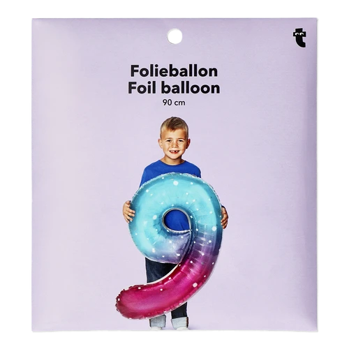 Flying Tiger Copenhagen Büyük Pembe Mavi Parlak 9 Numaralı Folyo Balon
