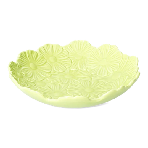 Flying Tiger Copenhagen Büyük Yeşil Çiçek Desenli Seramik Salata Kasesi