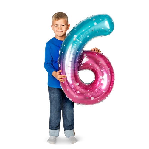 Flying Tiger Copenhagen Büyük Pembe Mavi Parlak 6 Numaralı Folyo Balon