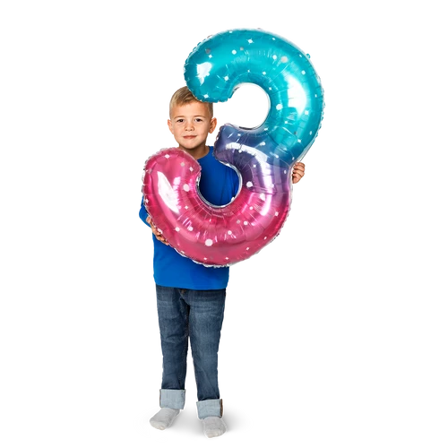 Flying Tiger Copenhagen Büyük Pembe Mavi Parlak 3 Numaralı Folyo Balon