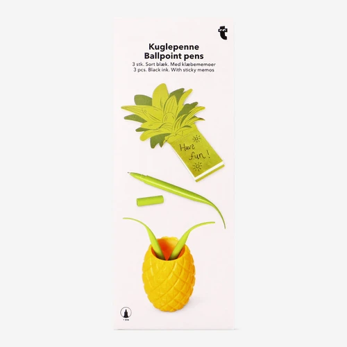 Flying Tiger Copenhagen Sarı Ananas Şeklinde Tükenmez Kalem Seti