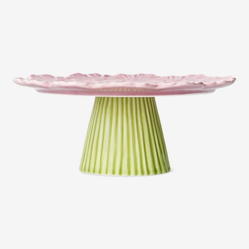 Flying Tiger Copenhagen Pembe Çiçek Desenli Seramik Kek Standı