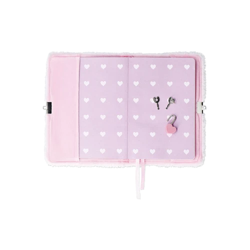 Flying Tiger Copenhagen Kilitli Ahtapot Desenli Pembe Peluş Defter A5