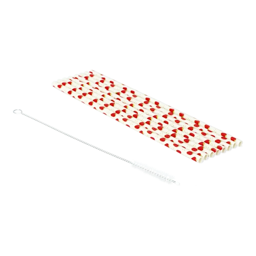 Flying Tiger Copenhagen 8'li Kırmızı Çilek Desenli Plastik Pipet