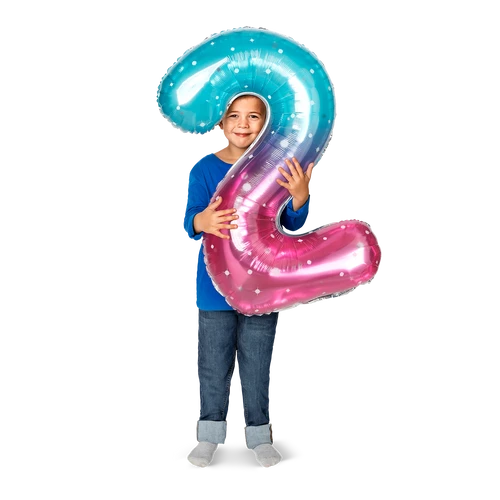Flying Tiger Copenhagen Büyük Pembe Mavi Parlak 2 Numaralı Folyo Balon