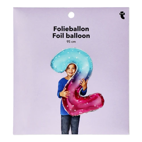 Flying Tiger Copenhagen Büyük Pembe Mavi Parlak 2 Numaralı Folyo Balon