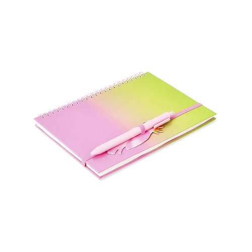 Flying Tiger Copenhagen Kuş Detaylı Kalem Tutuculu Spiralli Pembe Defter