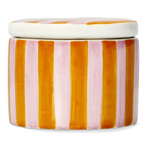 Flying Tiger Copenhagen Pembe Turuncu Kapaklı Seramik Kavanoz