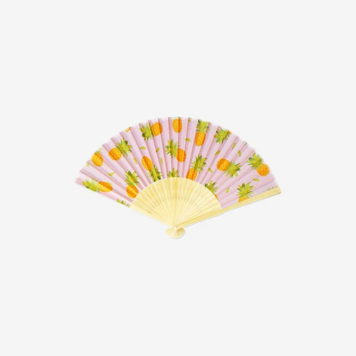 Flying Tiger Copenhagen Ananas Desenli Pembe Bambu Yelpaze