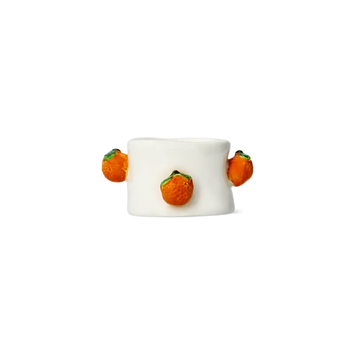 Flying Tiger Copenhagen Turuncu Portakal Detaylı Seramik Tealight Mumluk