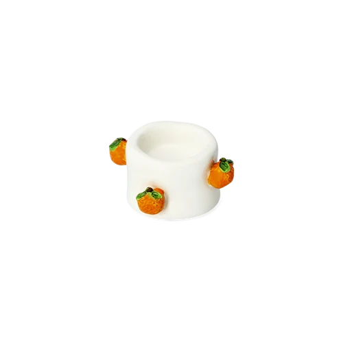 Flying Tiger Copenhagen Turuncu Portakal Detaylı Seramik Tealight Mumluk