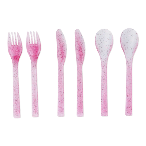 Flying Tiger Copenhagen 6'lı Pembe Plastik Çatal Kaşık Bıçak Seti