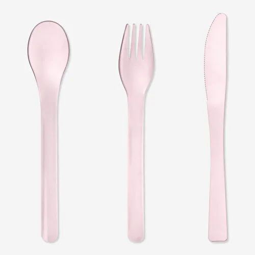 Flying Tiger Copenhagen Plastik Pembe Çatal Kaşık Bıçak Seti
