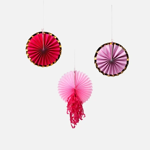 Flying Tiger Copenhagen 3'lü Pembe Rozet Şeklinde Parti Süsü