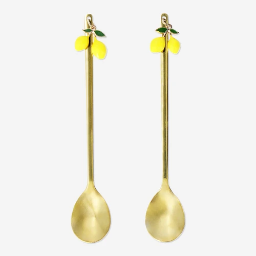 Flying Tiger Copenhagen 2'li Limon Detaylı Gold Tatlı Kaşığı