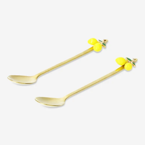 Flying Tiger Copenhagen 2'li Limon Detaylı Gold Tatlı Kaşığı