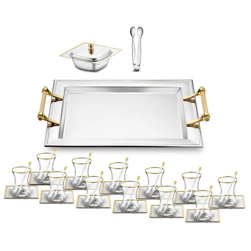 Jumbo Jumbo Arezzo Gold 40 Parça Çelik Çay Seti