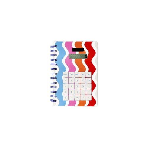 Flying Tiger Copenhagen Hesap Makinesi Detaylı Çizgili Spiralli Defter