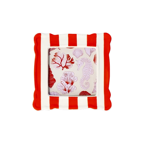 Flying Tiger Copenhagen Beyaz Turuncu Çizgili Seramik Çerçeve 10 cm x 15 cm
