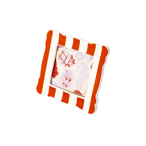 Flying Tiger Copenhagen Beyaz Turuncu Çizgili Seramik Çerçeve 10 cm x 15 cm