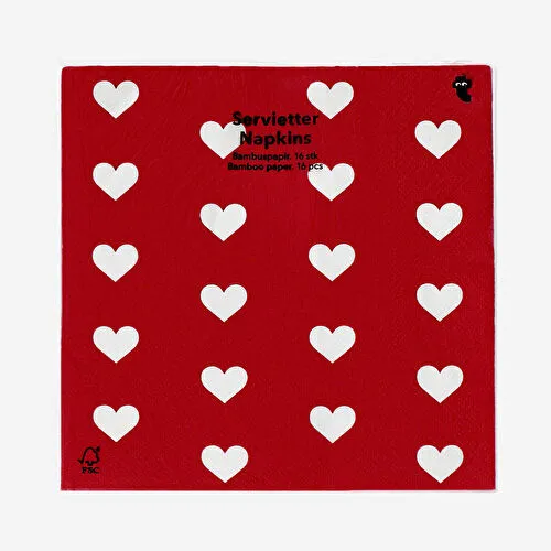 Flying Tiger Copenhagen Kırmızı Kalpli 16'lı Kağıt Peçete Seti