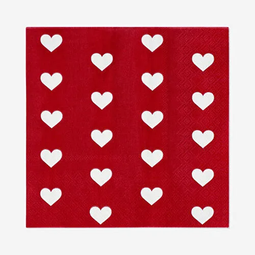 Flying Tiger Copenhagen Kırmızı Kalpli 16'lı Kağıt Peçete Seti