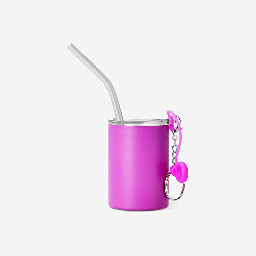 Flying Tiger Copenhagen Pembe Metal Pipetli Kapaklı Bardak Anahtarlık