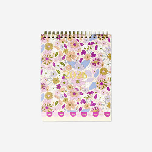 Flying Tiger Copenhagen Pembe Çiçekli 2026 Aylık Masa Takvimi