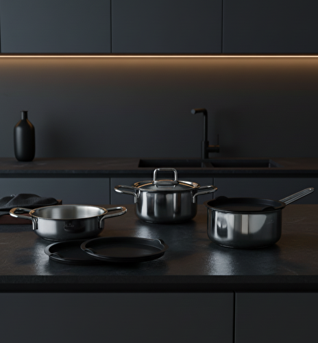 Jumbo New Lyon 5 Parça İndüksiyon Tabanlı Çelik Midi Tencere Set