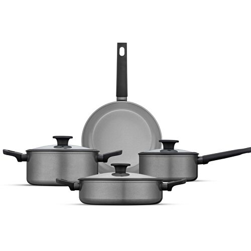 Jumbo Toledo Swiss Crystal Grey İndüksiyon Tabanlı Tencere Seti 7 Parça
