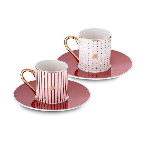 Jumbo Navy Kırmızı 2'li Kahve Fincan Takımı